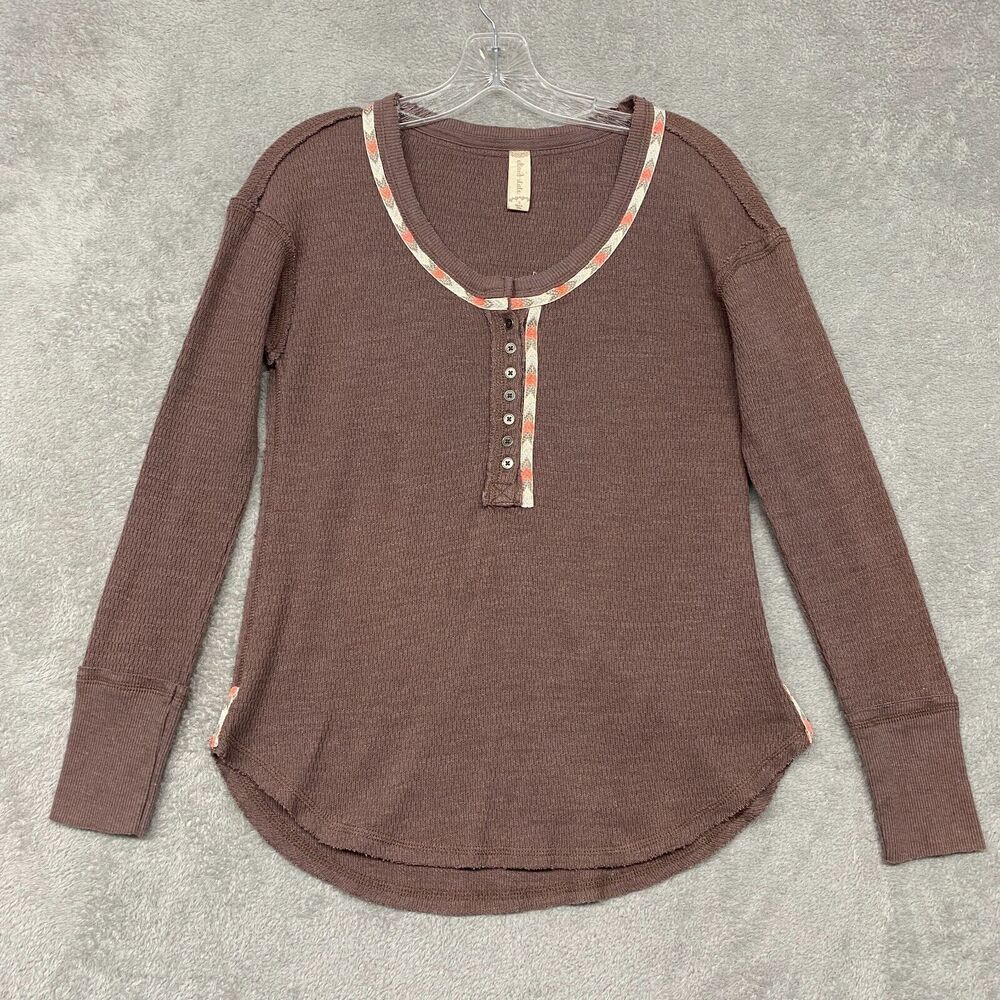 Altar'd State Cocoa Long Sleeve Buttoned Top